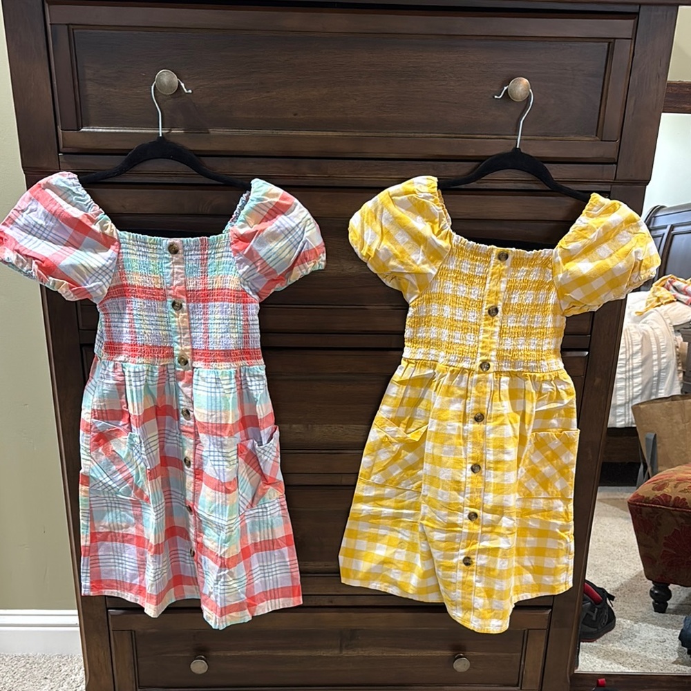 2 Dresses Never Worn Puff Sleeve Sundresses with Square Neck Size S (6/6X)